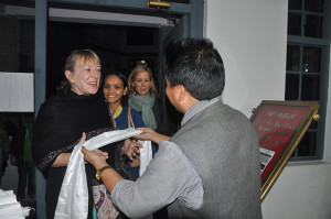 The Tibet Museum Director Mr. Tashi Phuntsok, welcoming Noble Laureates Mrs. Jody Williams to the museum