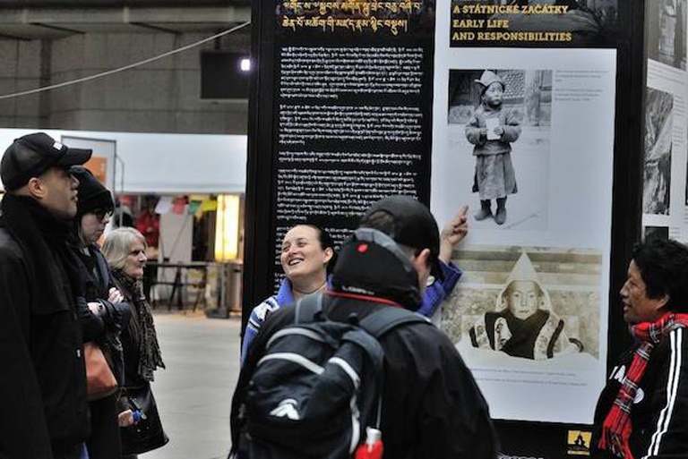 Visitors at the exhibition.