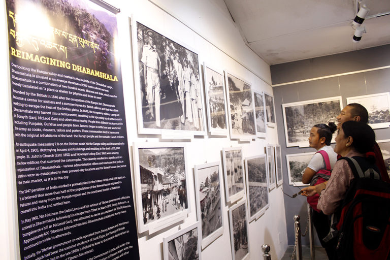 Visitors at The Tibet Museum’s exhibition on reimagining Dharamshala. Photo/Tenzin Jigme/DIIR